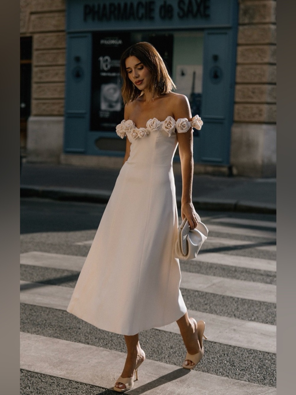 LEO LIN Annette Floral Off The Shoulder Midi Dress